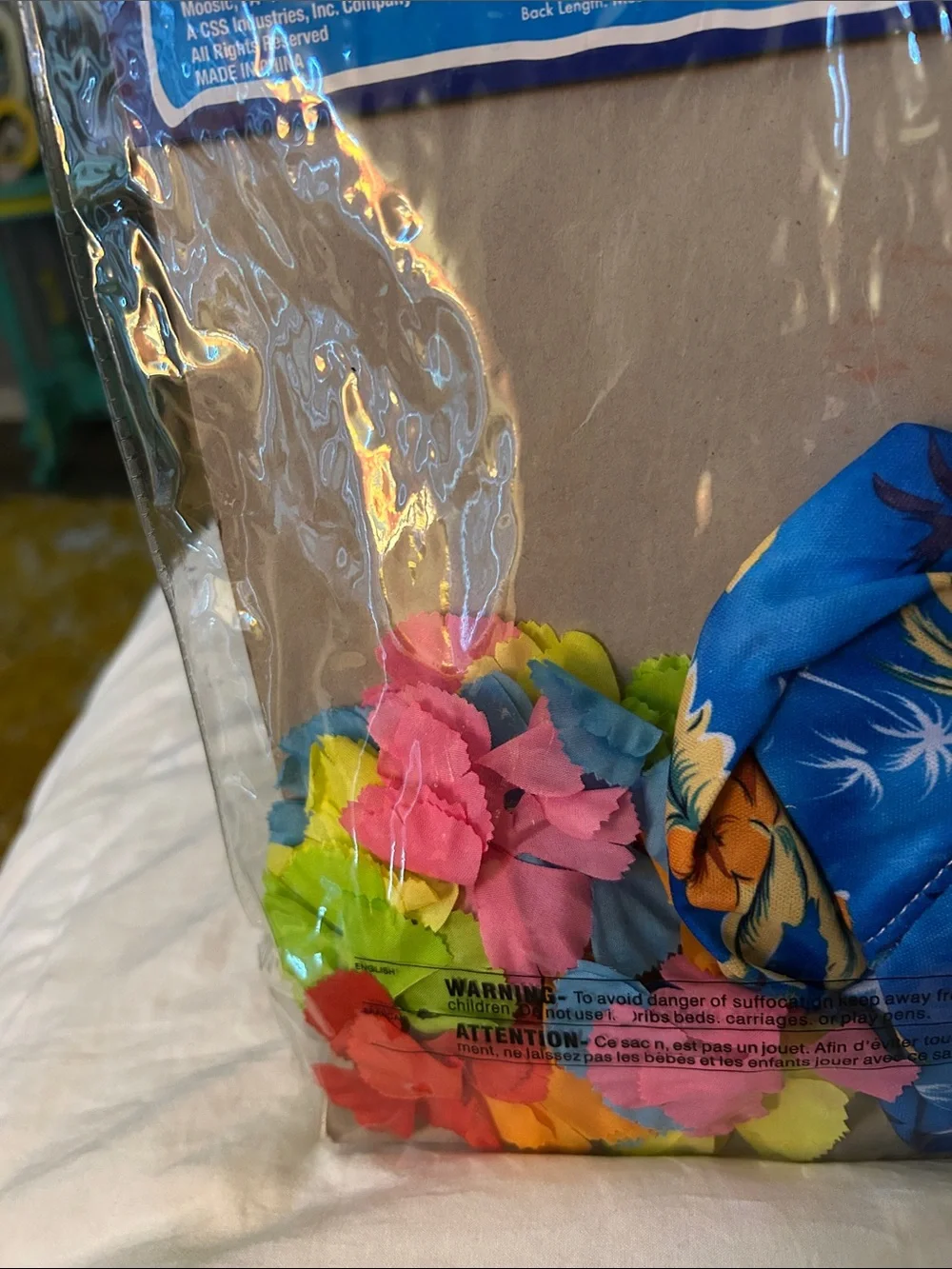 Hawaiian Dog Shirt & Multicolor Lei Pet Costume - Blue